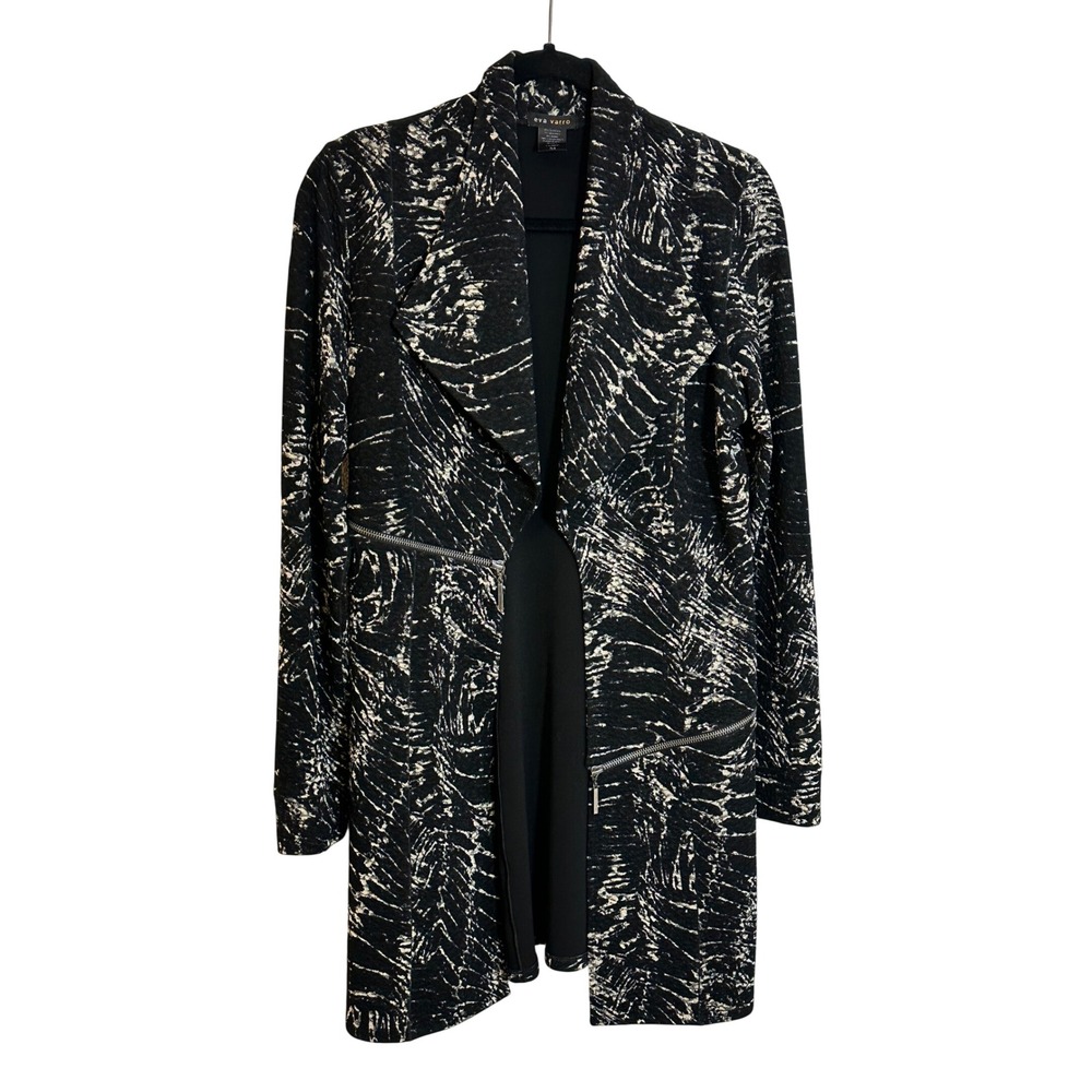 Eva Varro Barcelona‎ Textured Knit Jacket Size M Black Abstract Print Modern